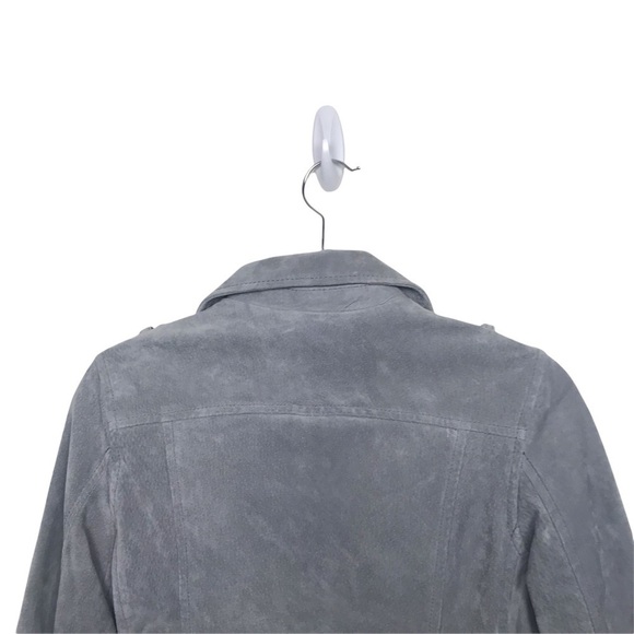 BLANK NYC Gray 100% Suede Leather Moto Jacket - Picture 7 of 13